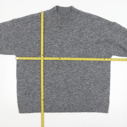 Marks and Spencer Womens Grey Wool Blend Mock Neck Pullover Jumper XL