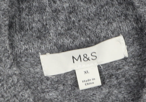 Marks and Spencer Womens Grey Wool Blend Mock Neck Pullover Jumper XL