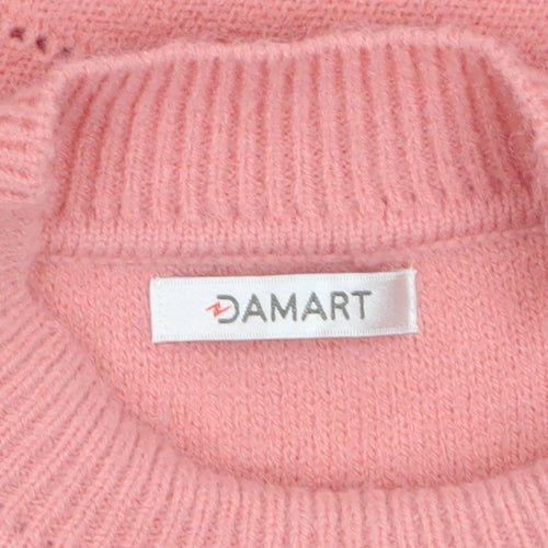 Damart Women Pink Crew Neck Long Sleeve Pullover Jumper M