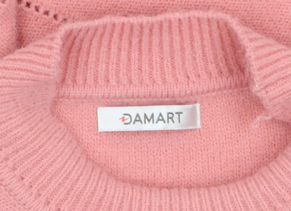 Damart Women Pink Crew Neck Long Sleeve Pullover Jumper M