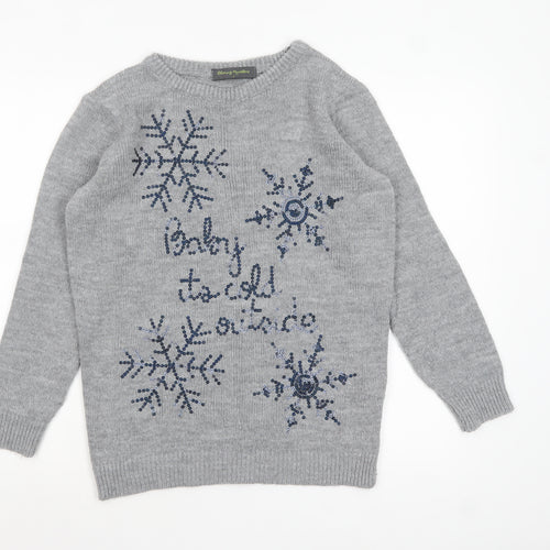 Blooming Marvellous Women Grey Sequin Christmas Jumper Size S