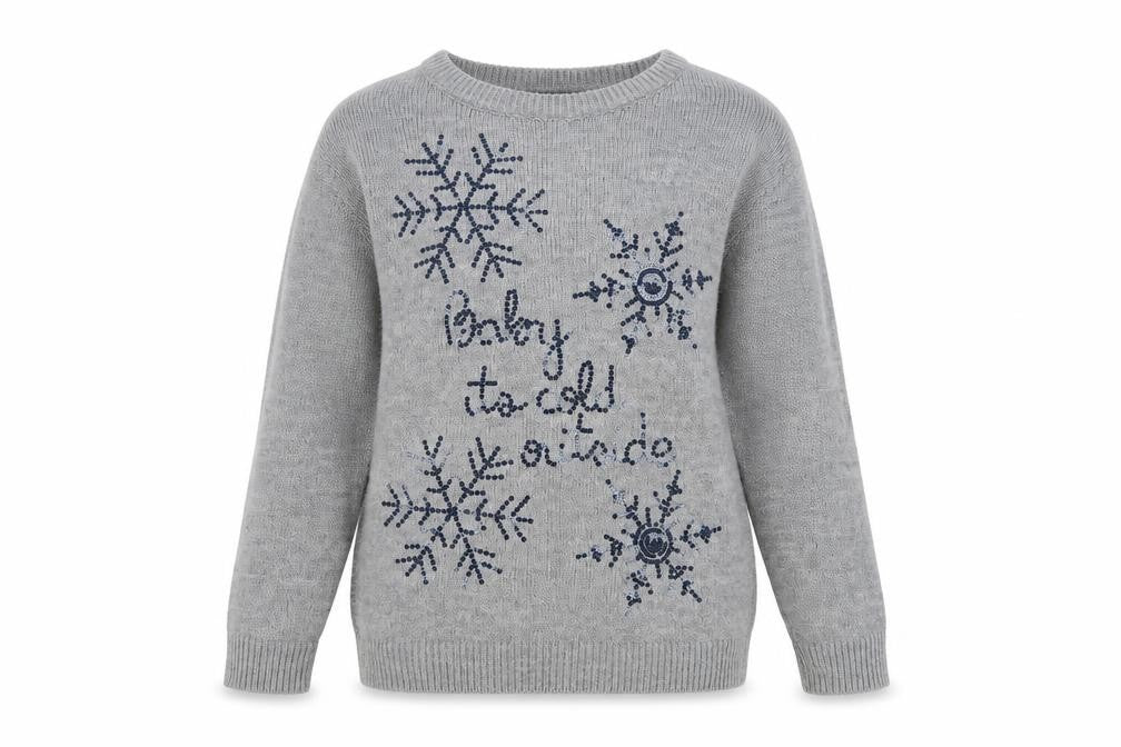 Front view of Blooming Marvellous Women Grey Sequin Christmas Jumper, size S