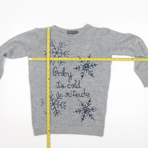 Blooming Marvellous Women Grey Sequin Christmas Jumper Size S