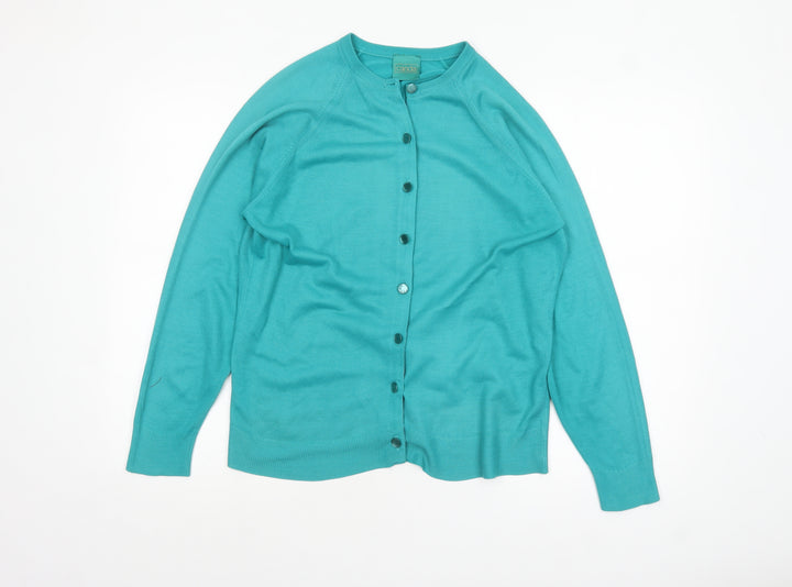 Canda Women’s Green Acrylic Crew Neck Cardigan Size 16