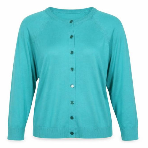 Canda Women’s Green Acrylic Crew Neck Cardigan Size 16