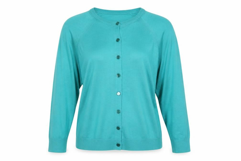 Canda Women’s Green Acrylic Crew Neck Cardigan Size 16
