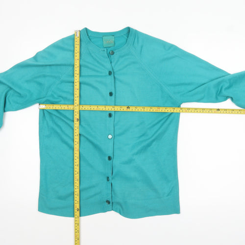 Canda Women’s Green Acrylic Crew Neck Cardigan Size 16