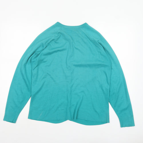 Canda Women’s Green Acrylic Crew Neck Cardigan Size 16