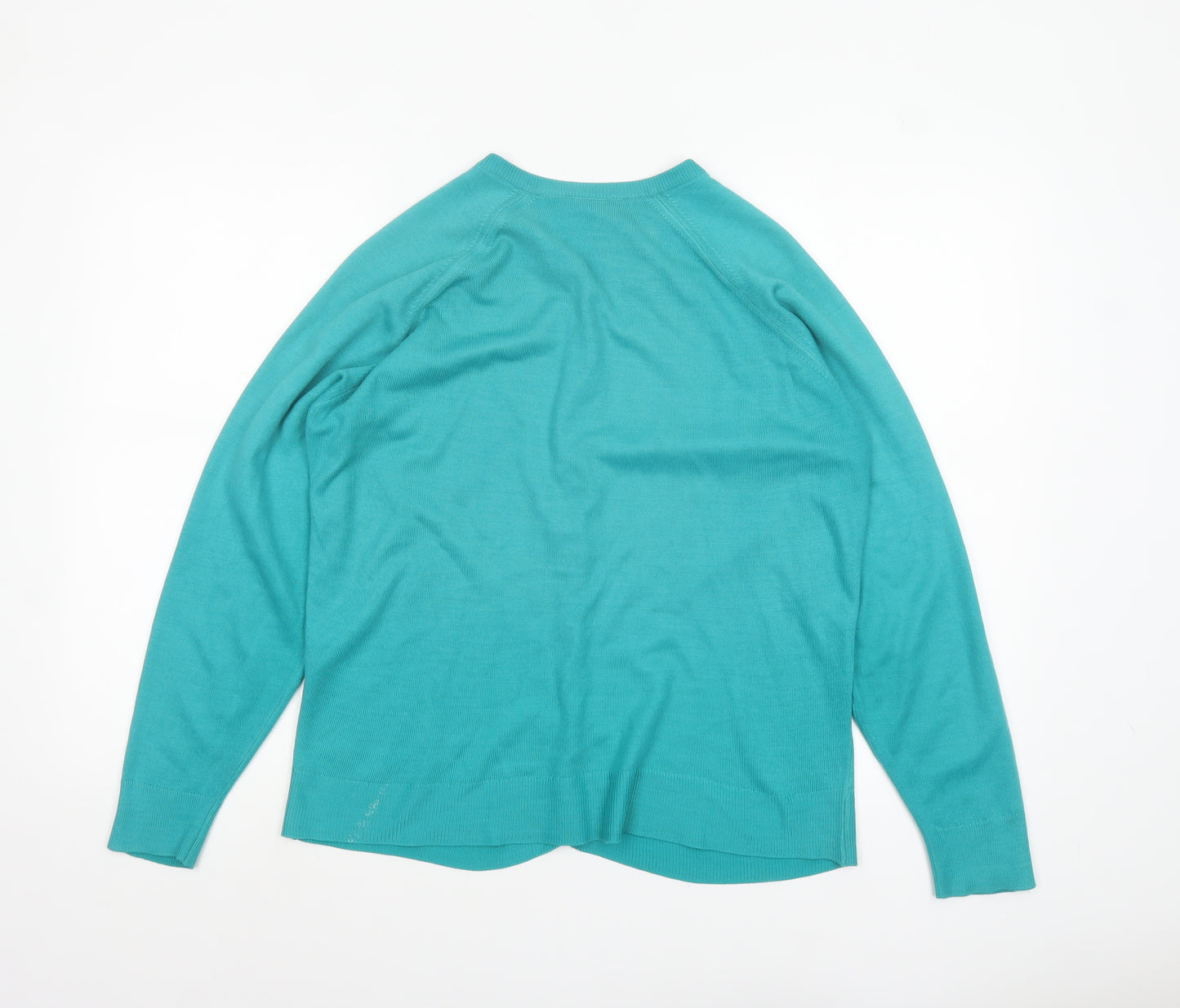 Canda Women’s Green Acrylic Crew Neck Cardigan Size 16