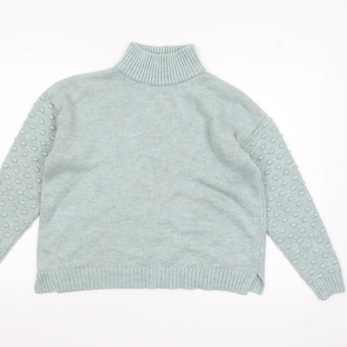 Next Women Green Roll Neck Long Sleeve Acrylic Jumper Size S