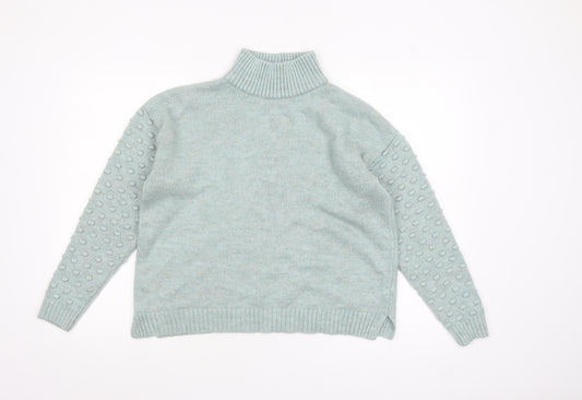 Next Women Green Roll Neck Long Sleeve Acrylic Jumper Size S