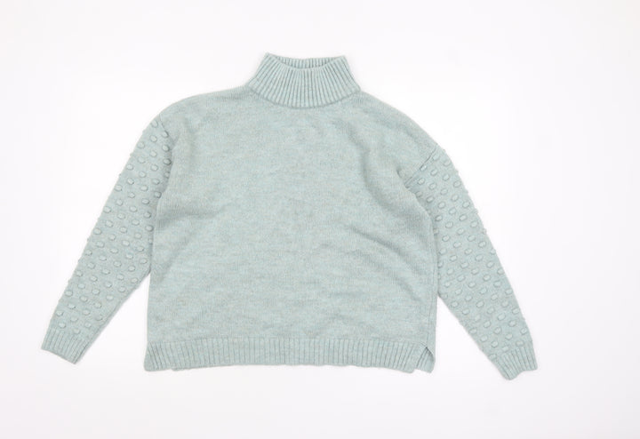 Next Women Green Roll Neck Long Sleeve Acrylic Jumper Size S