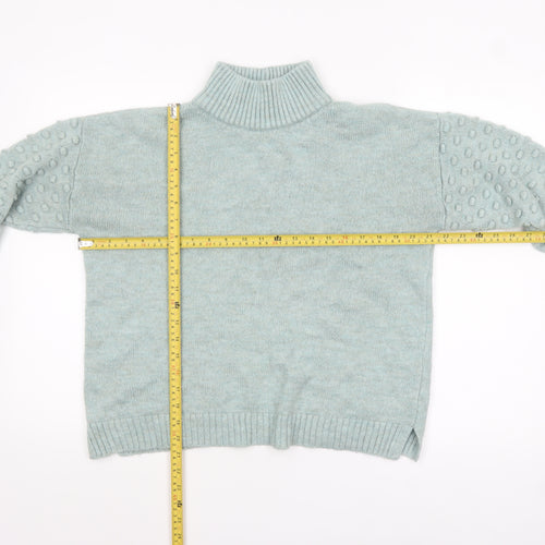 Next Women Green Roll Neck Long Sleeve Acrylic Jumper Size S