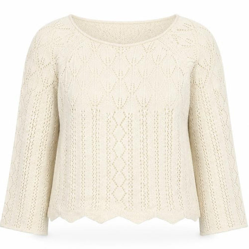 Vero Moda Women Ivory Open-Knit Cotton Jumper Size 12