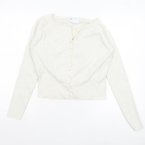 ASOS Design Women Ivory Medium Cardigan Long Sleeve Button Knit