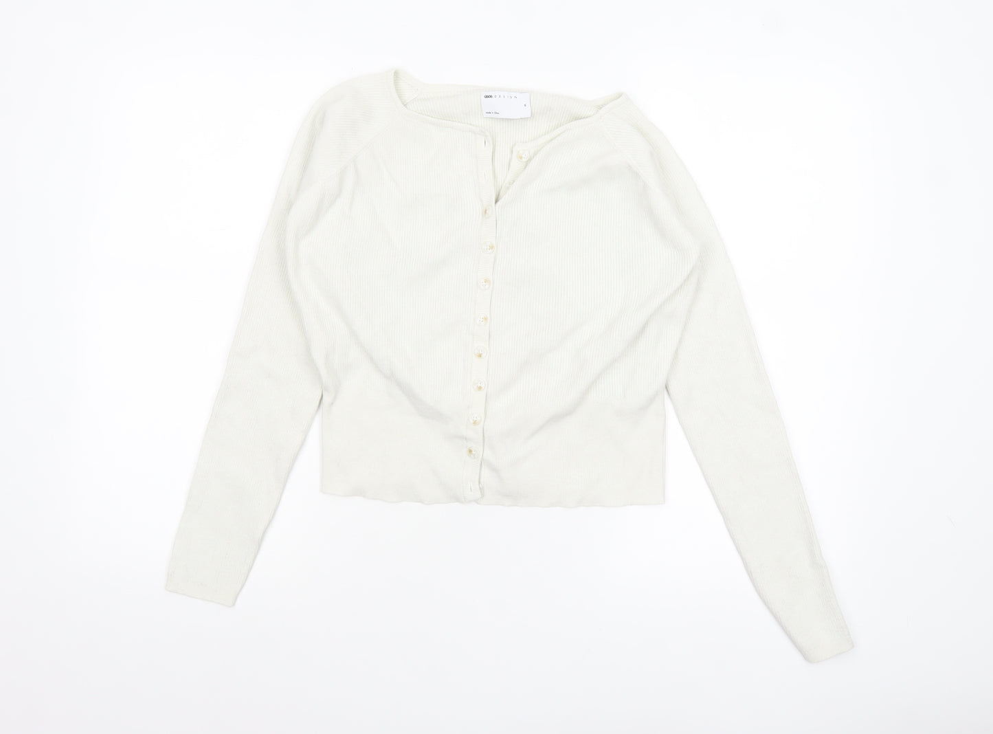ASOS Design Women Ivory Medium Cardigan Long Sleeve Button Knit