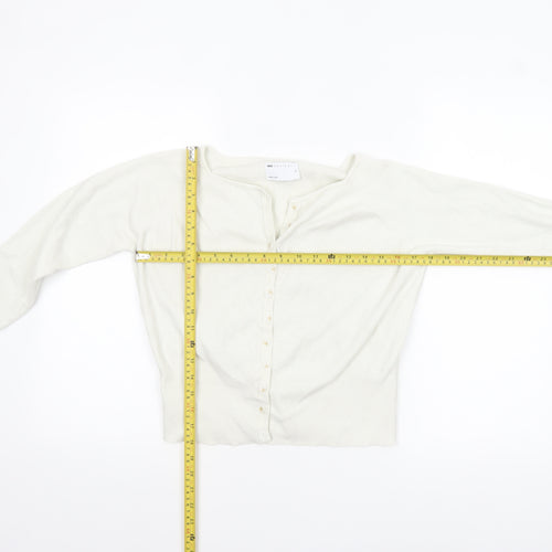 ASOS Design Women Ivory Medium Cardigan Long Sleeve Button Knit