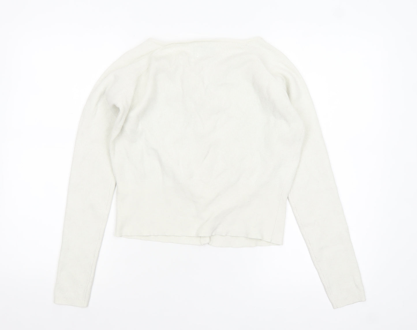 ASOS Design Women Ivory Medium Cardigan Long Sleeve Button Knit