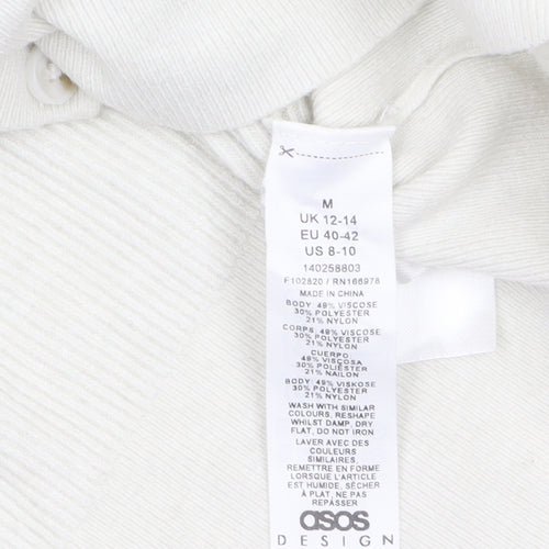 ASOS Design Women Ivory Medium Cardigan Long Sleeve Button Knit