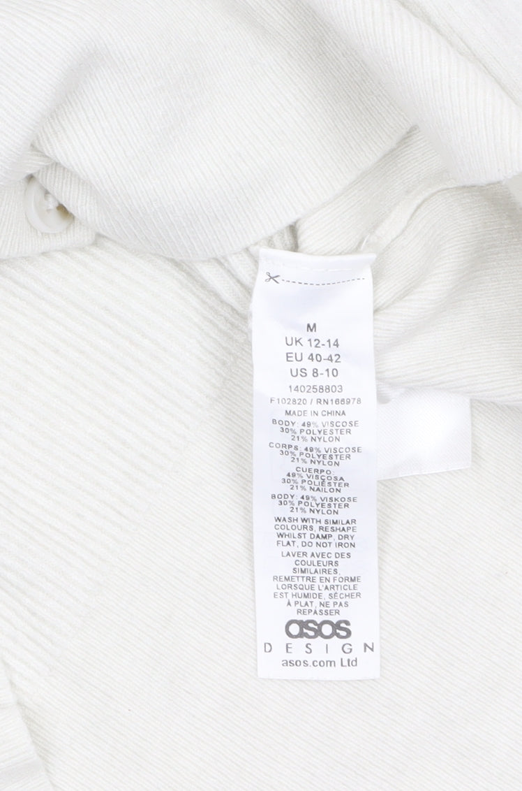 ASOS Design Women Ivory Medium Cardigan Long Sleeve Button Knit