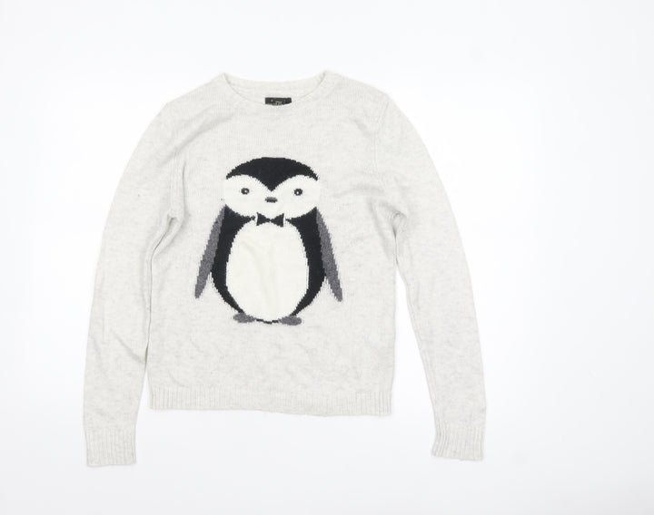 Forever 21 Women’s Grey Penguin Christmas Jumper Size S