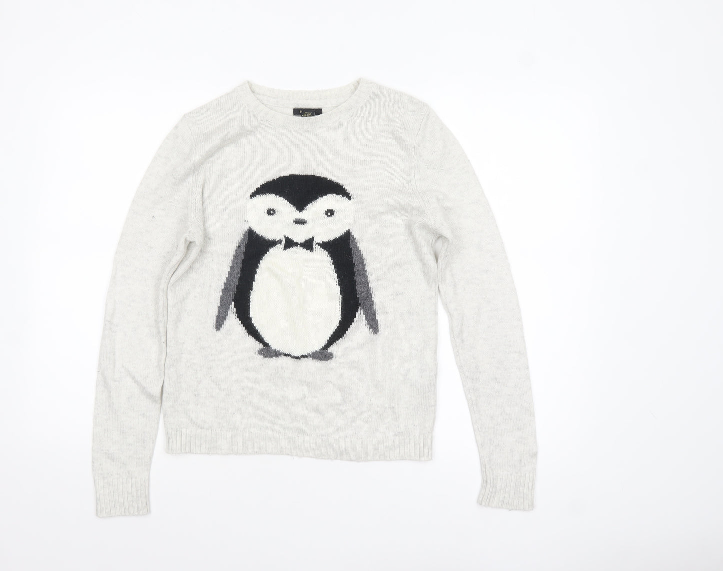 Forever 21 Women’s Grey Penguin Christmas Jumper Size S