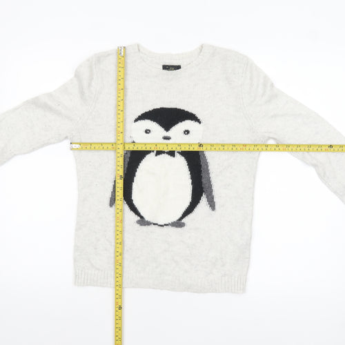 Forever 21 Women’s Grey Penguin Christmas Jumper Size S
