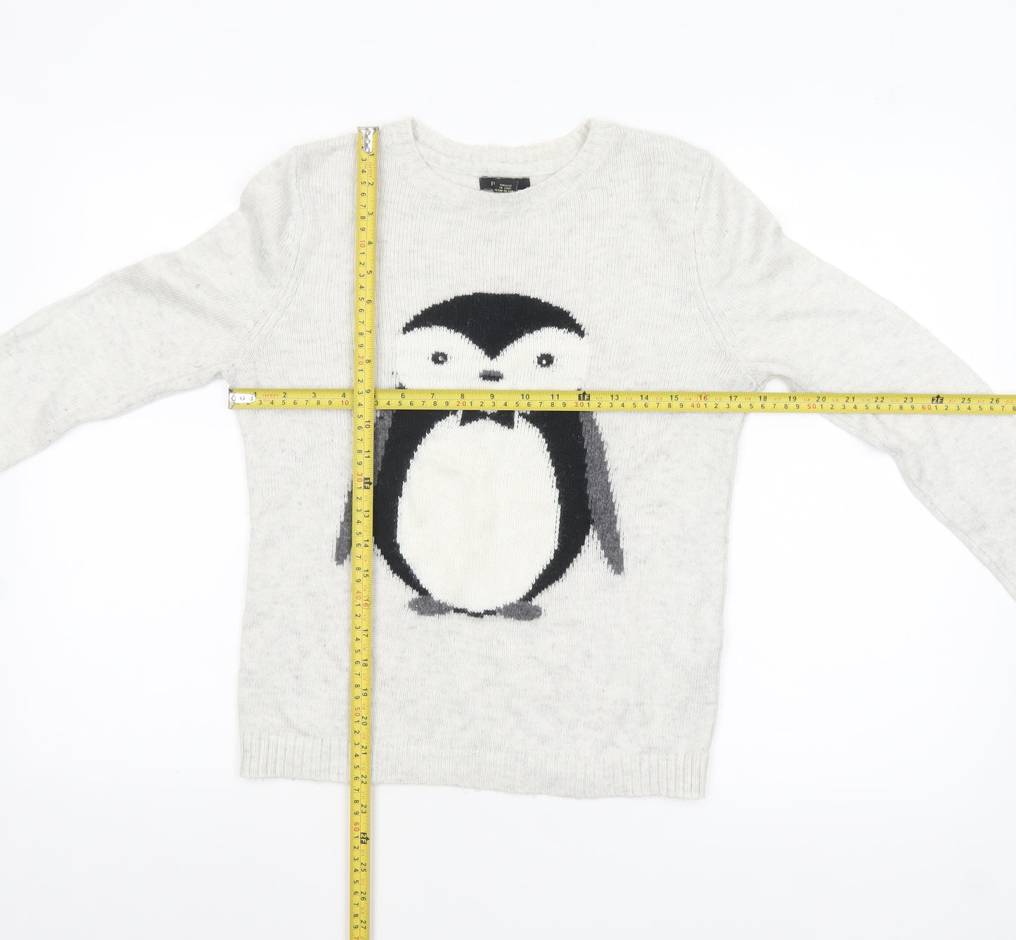 Forever 21 Women’s Grey Penguin Christmas Jumper Size S