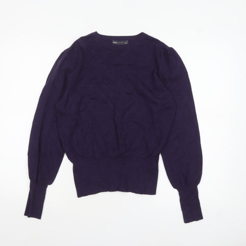 Marks and Spencer Women Purple Crew Neck Knit Pullover Jumper M