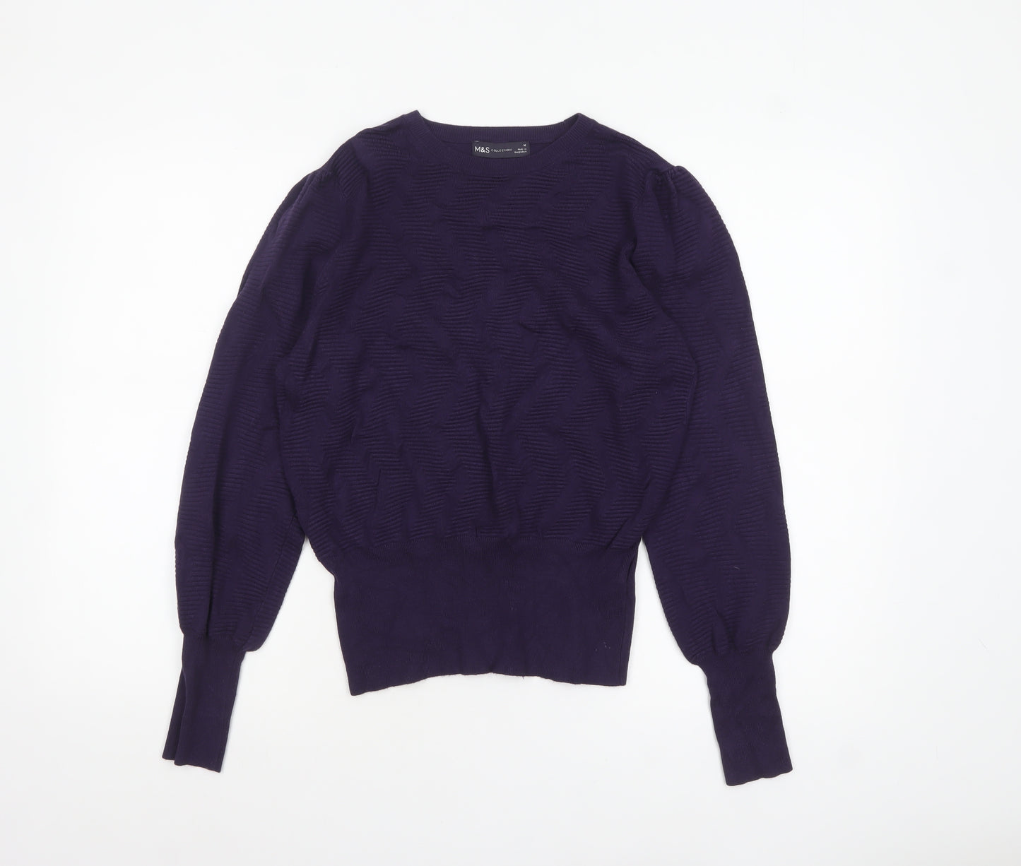 Marks and Spencer Women Purple Crew Neck Knit Pullover Jumper M