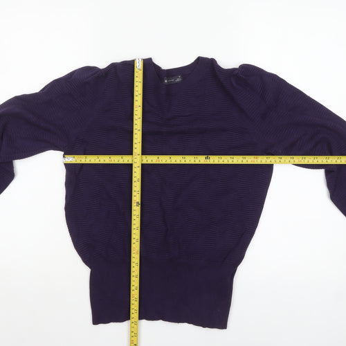 Marks and Spencer Women Purple Crew Neck Knit Pullover Jumper M