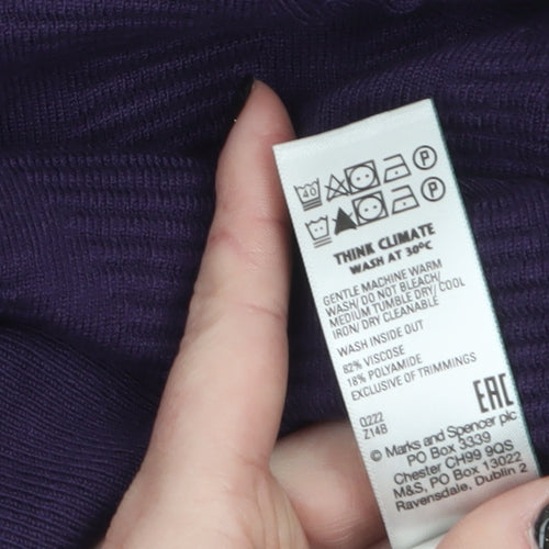 Marks and Spencer Women Purple Crew Neck Knit Pullover Jumper M