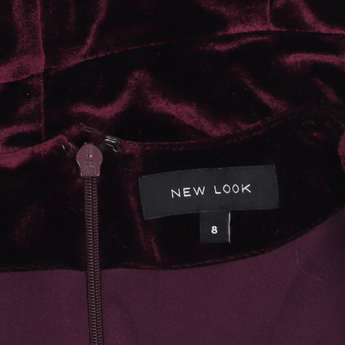 New Look Womens Burgundy Velvet Playsuit Size 8 Short Sleeve Partywear