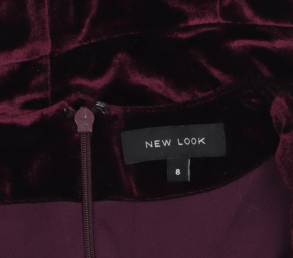 New Look Womens Burgundy Velvet Playsuit Size 8 Short Sleeve Partywear