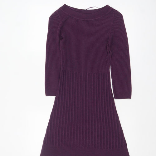 F&F Women’s Purple Knit Fit & Flare Dress Size 8