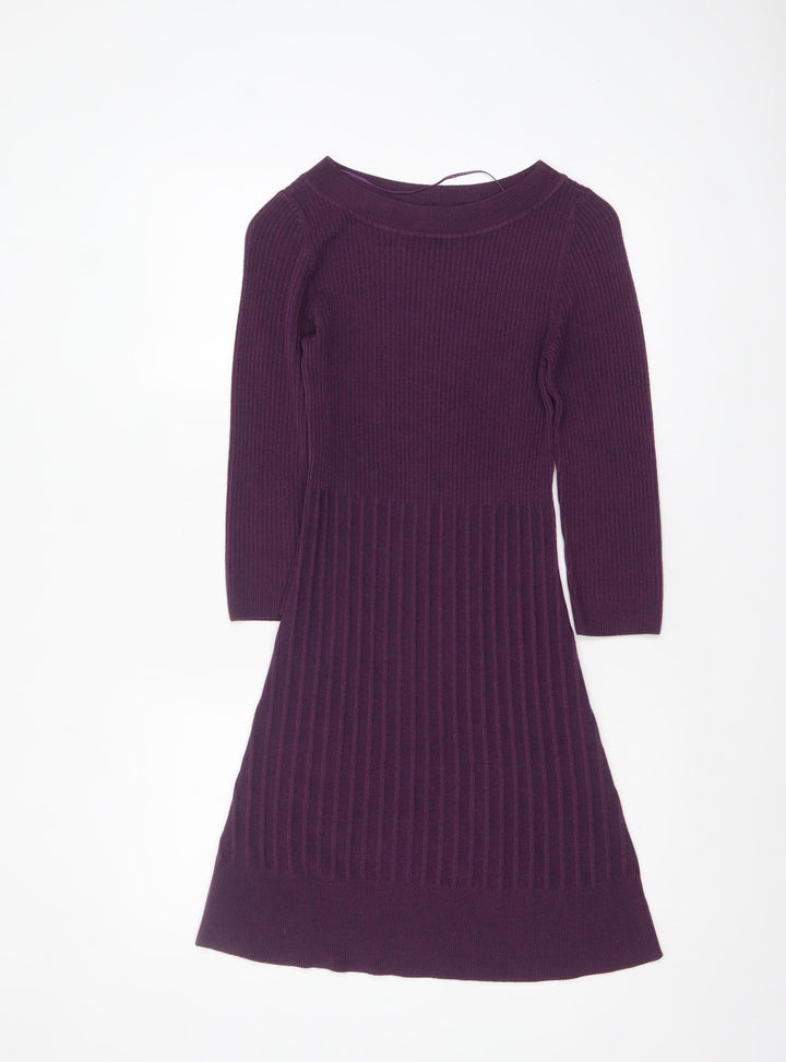 F&F Women’s Purple Knit Fit & Flare Dress Size 8
