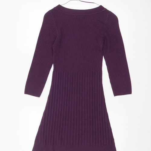 F&F Women’s Purple Knit Fit & Flare Dress Size 8