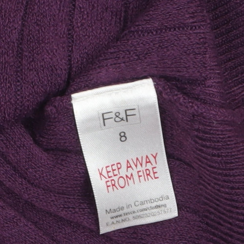 F&F Women’s Purple Knit Fit & Flare Dress Size 8