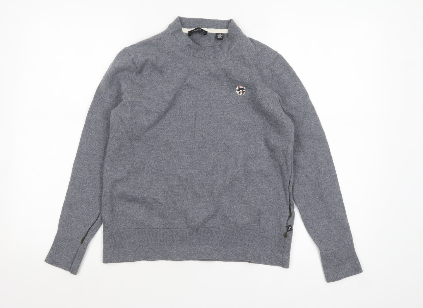 Ted Baker Womens Grey Wool Mock Neck Pullover Jumper Size L
