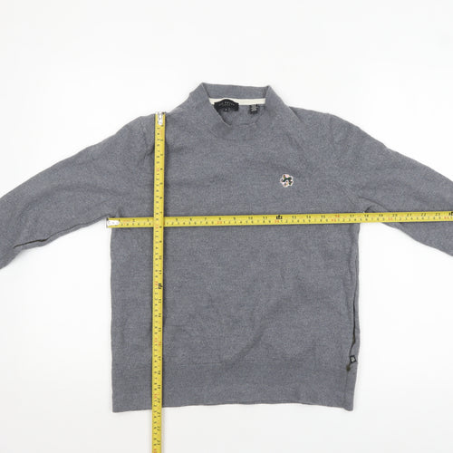 Ted Baker Womens Grey Wool Mock Neck Pullover Jumper Size L
