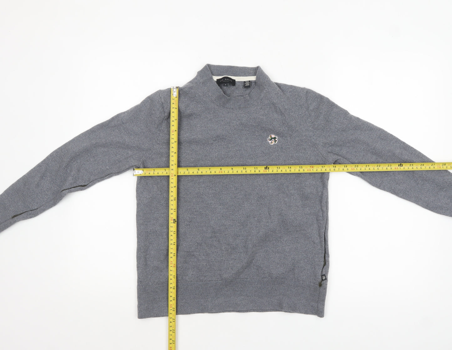 Ted Baker Womens Grey Wool Mock Neck Pullover Jumper Size L