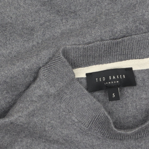Ted Baker Womens Grey Wool Mock Neck Pullover Jumper Size L