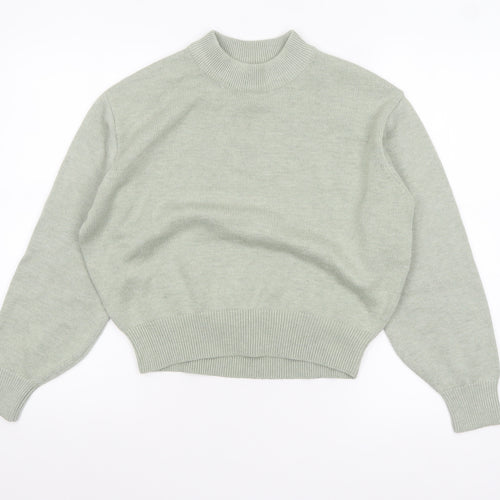 H&M Women’s Green Mock Neck Wool Blend Pullover Jumper XS