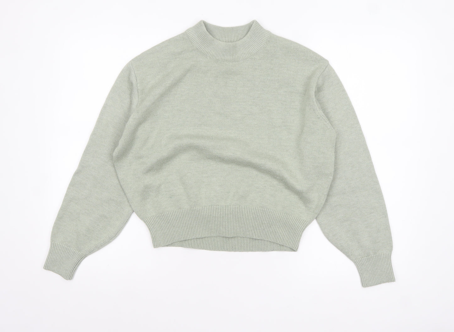 H&M Women’s Green Mock Neck Wool Blend Pullover Jumper XS
