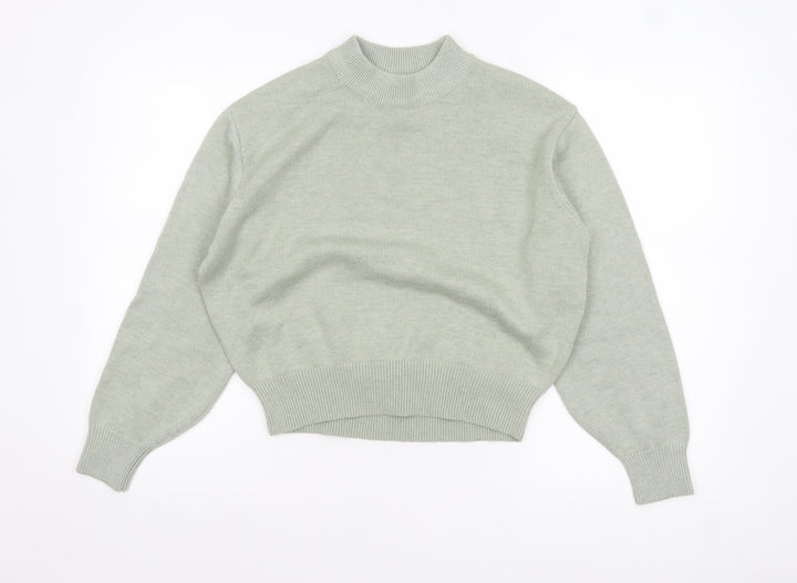 H&M Women’s Green Mock Neck Wool Blend Pullover Jumper XS