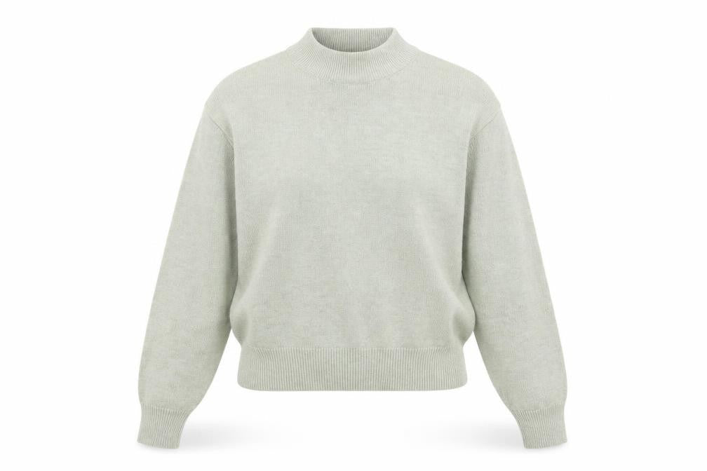 Front view of H&M Women’s Green Mock Neck Wool Blend jumper XS