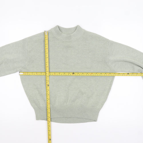 H&M Women’s Green Mock Neck Wool Blend Pullover Jumper XS