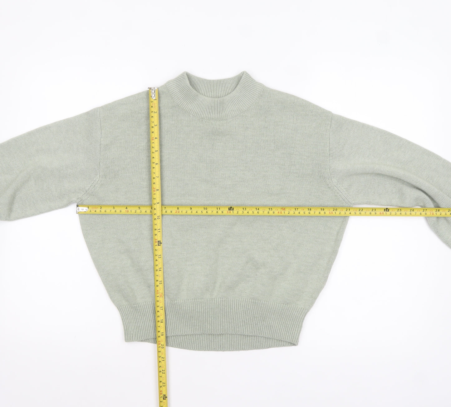 H&M Women’s Green Mock Neck Wool Blend Pullover Jumper XS