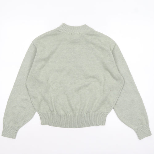 H&M Women’s Green Mock Neck Wool Blend Pullover Jumper XS