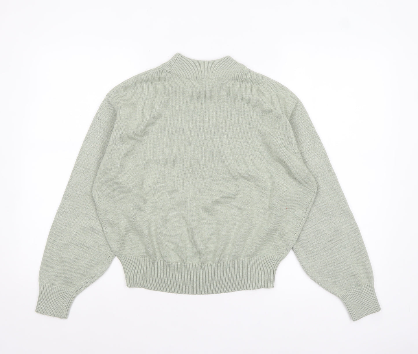 H&M Women’s Green Mock Neck Wool Blend Pullover Jumper XS